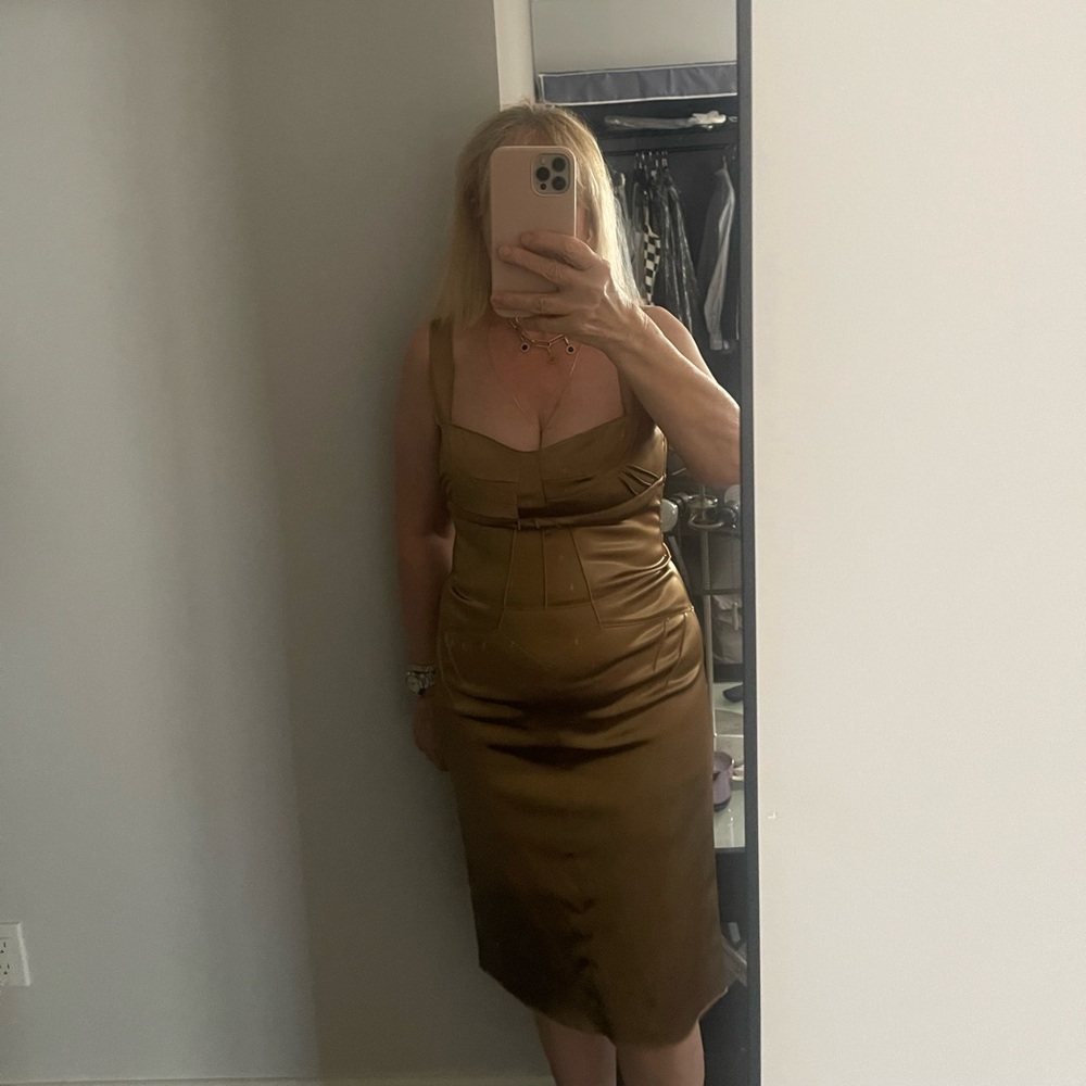 Vintage Dolce & GABBANA Elegant Brown Sleeveless Dress - Picture 2 of 15